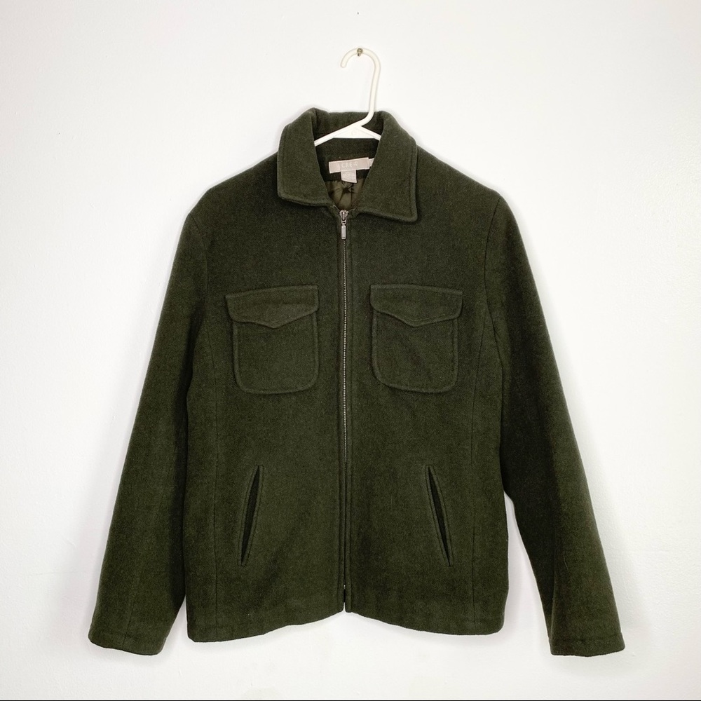 Jcrew Olive Green Zip Up Peacoat Size M